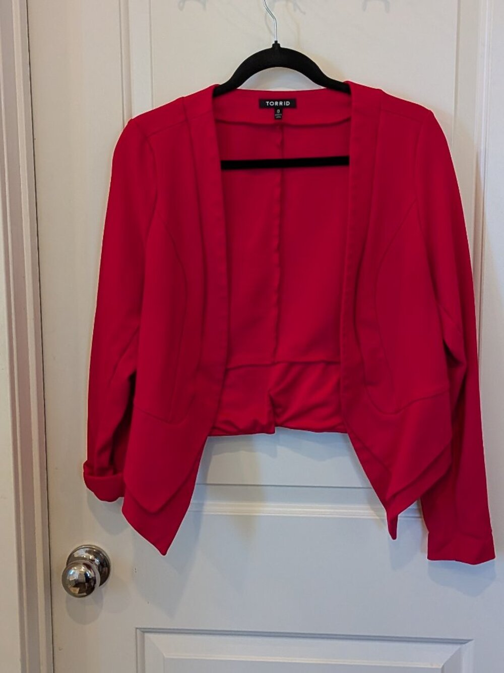 Torrid Hot Pink Open Front Blazer Size 0 Cropped Career Jacket